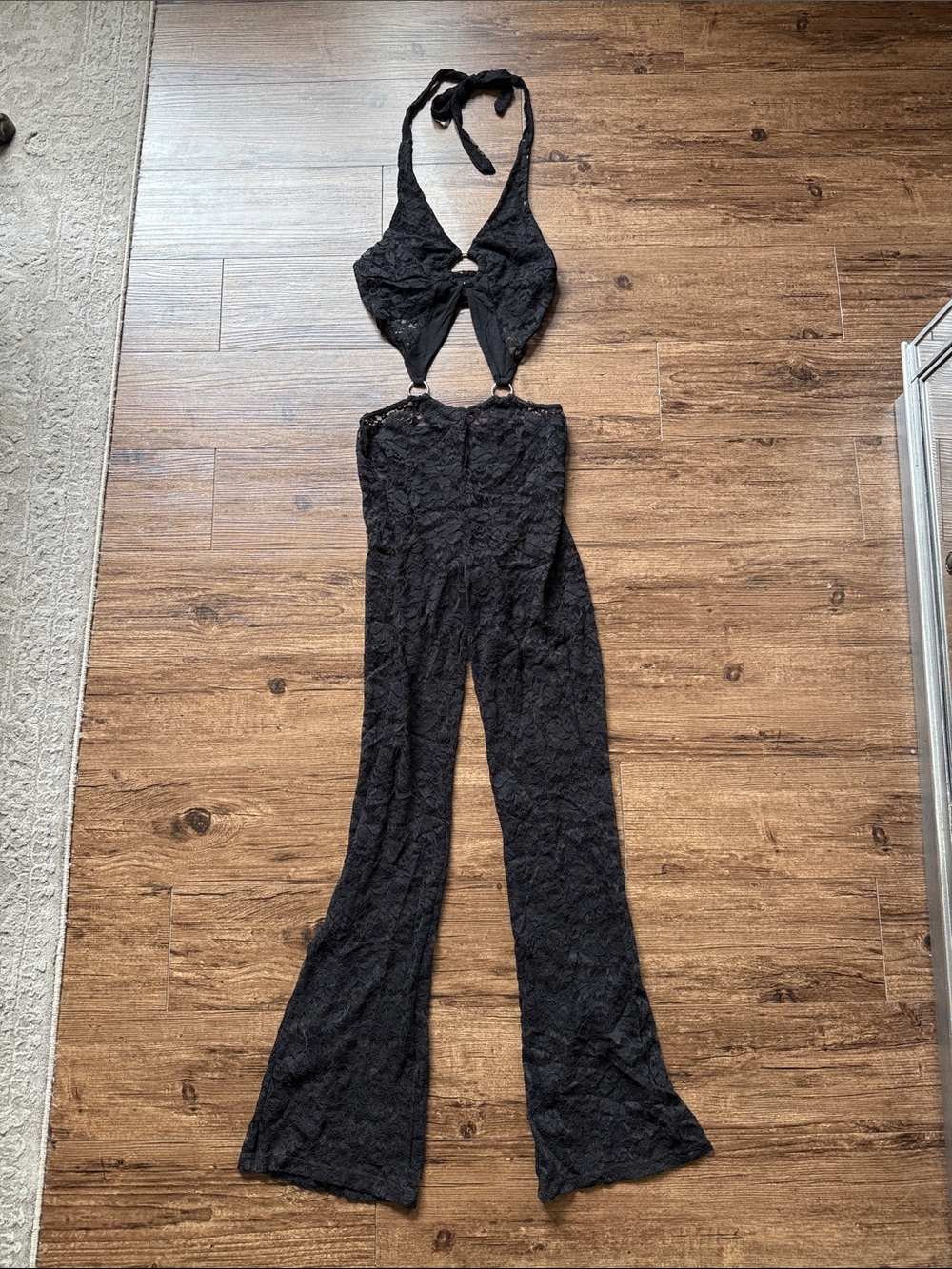 Outcast Clothing Black Lace Halter Cutout Jumpsuit